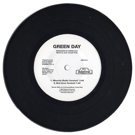 Green Day Minority 7" black vinyl w/white labels